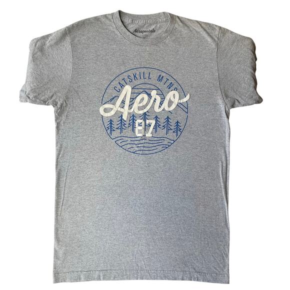 Aeropostale Men Short Sleeve T-shirt Size M, Gray, Catskill MTNS - Picture 1 of 7